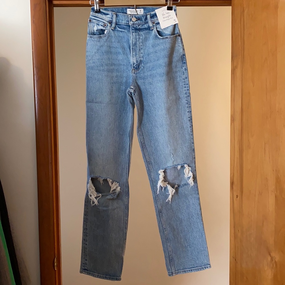 abercrombie curve love 90s ultra high rise straight jeans- 26L